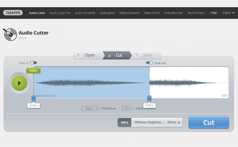 mp3の編集ができるオンラインサービス「Audio Cutter」