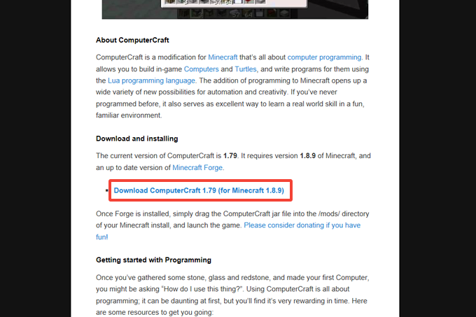 マイクラにComputerCraftを導入する手順